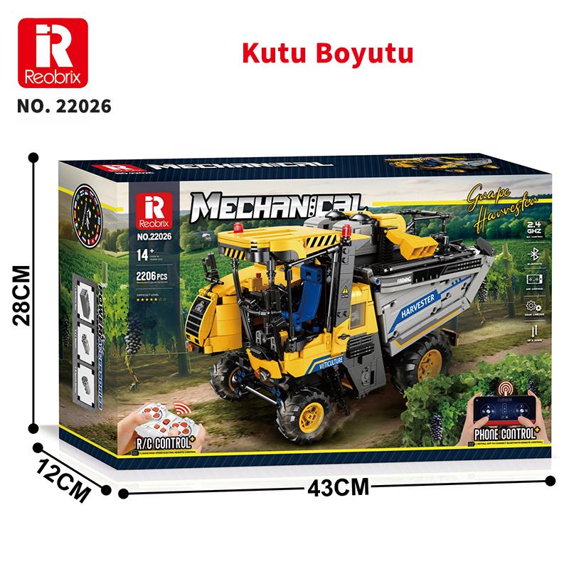 Reobrix Technic 22026 Üzüm Hasat Makinesi (Grape Harvester) Yaratıcı Yapı Blok Seti Building Blocks- 2206 Parça