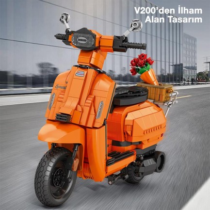 Reobrix Creator 11036 Retro Scooter Lambretta V200 Special Turuncu Yaratıcı Yapı Blok Seti Building Blocks - 1169 Parça - Thumbnail