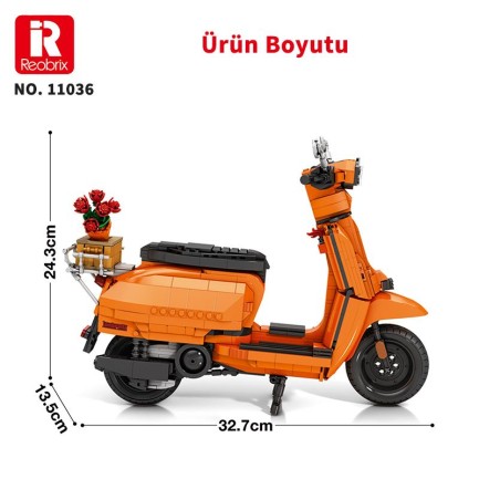 Reobrix Creator 11036 Retro Scooter Lambretta V200 Special Turuncu Yaratıcı Yapı Blok Seti Building Blocks - 1169 Parça - Thumbnail