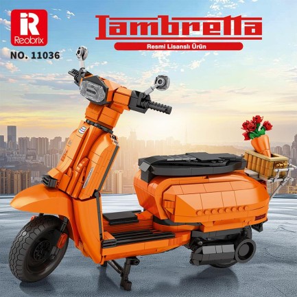 Reobrix Creator 11036 Retro Scooter Lambretta V200 Special Turuncu Yaratıcı Yapı Blok Seti Building Blocks - 1169 Parça - Thumbnail