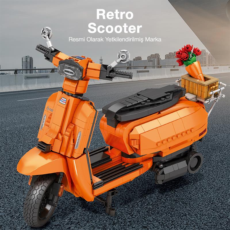 Reobrix Creator 11036 Retro Scooter Lambretta V200 Special Turuncu Yaratıcı Yapı Blok Seti Building Blocks - 1169 Parça