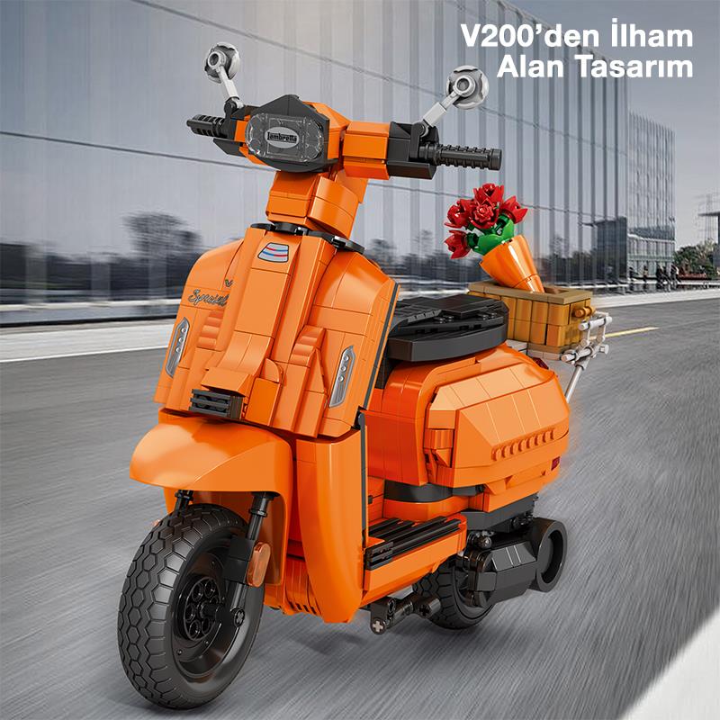 Reobrix Creator 11036 Retro Scooter Lambretta V200 Special Turuncu Yaratıcı Yapı Blok Seti Building Blocks - 1169 Parça