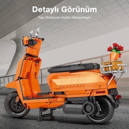 Reobrix Creator 11036 Retro Scooter Lambretta V200 Special Turuncu Yaratıcı Yapı Blok Seti Building Blocks - 1169 Parça - Thumbnail