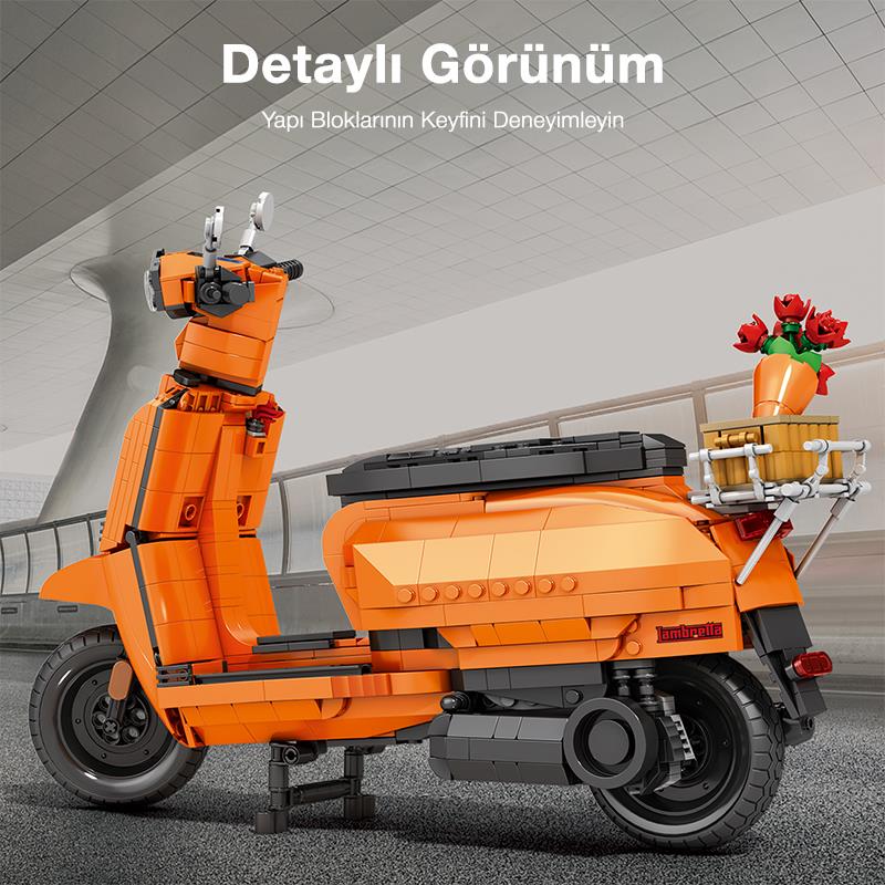 Reobrix Creator 11036 Retro Scooter Lambretta V200 Special Turuncu Yaratıcı Yapı Blok Seti Building Blocks - 1169 Parça