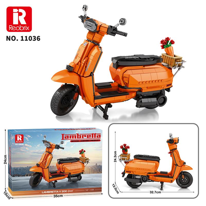 Reobrix Creator 11036 Retro Scooter Lambretta V200 Special Turuncu Yaratıcı Yapı Blok Seti Building Blocks - 1169 Parça
