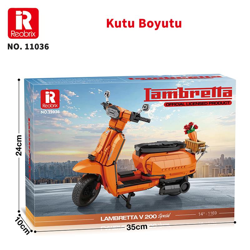 Reobrix Creator 11036 Retro Scooter Lambretta V200 Special Turuncu Yaratıcı Yapı Blok Seti Building Blocks - 1169 Parça