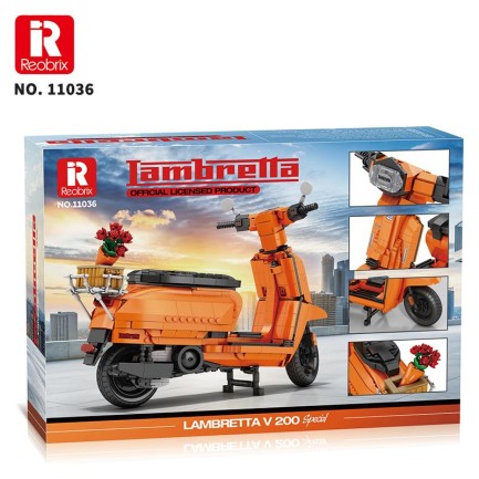 Reobrix Creator 11036 Retro Scooter Lambretta V200 Special Turuncu Yaratıcı Yapı Blok Seti Building Blocks - 1169 Parça - Thumbnail