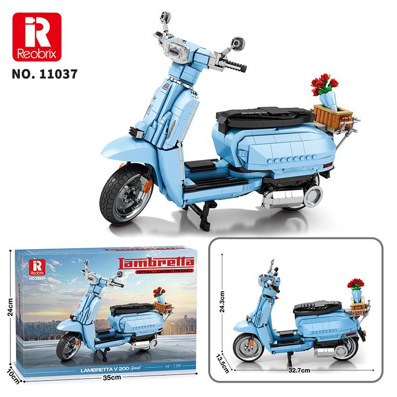 Reobrix Creator 11037 Retro Scooter Lambretta V200 Special Mavi Yaratıcı Yapı Blok Seti Building Blocks - 1169 Parça