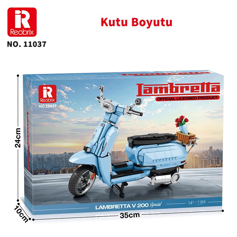 Reobrix Creator 11037 Retro Scooter Lambretta V200 Special Mavi Yaratıcı Yapı Blok Seti Building Blocks - 1169 Parça