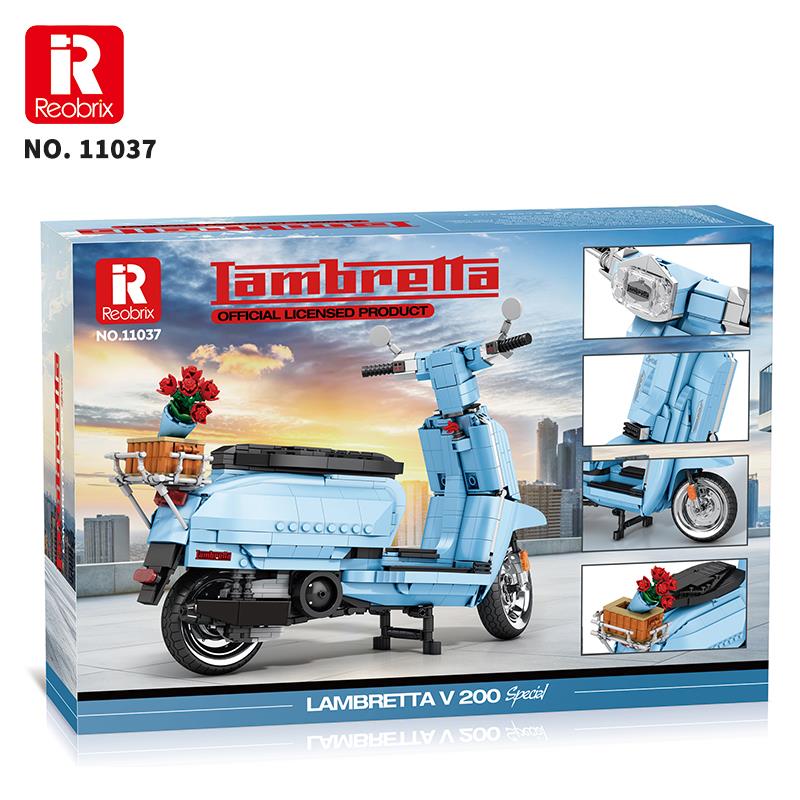 Reobrix Creator 11037 Retro Scooter Lambretta V200 Special Mavi Yaratıcı Yapı Blok Seti Building Blocks - 1169 Parça