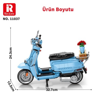 Reobrix Creator 11037 Retro Scooter Lambretta V200 Special Mavi Yaratıcı Yapı Blok Seti Building Blocks - 1169 Parça - Thumbnail