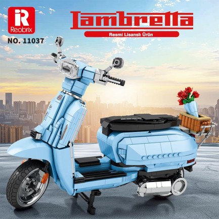 Reobrix Creator 11037 Retro Scooter Lambretta V200 Special Mavi Yaratıcı Yapı Blok Seti Building Blocks - 1169 Parça - Thumbnail