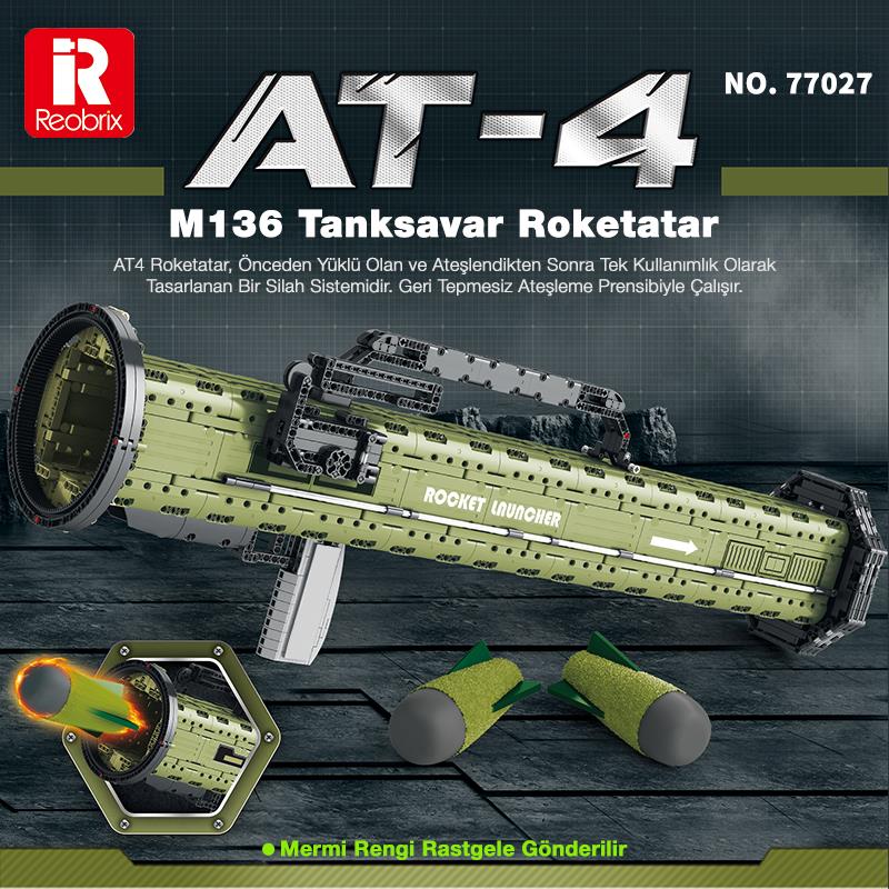 Reobrix 77027 AT-4 M136 Antitank Grenade Launcher Yaratıcı Yapı Blok Seti Building Blocks 1748 Parça