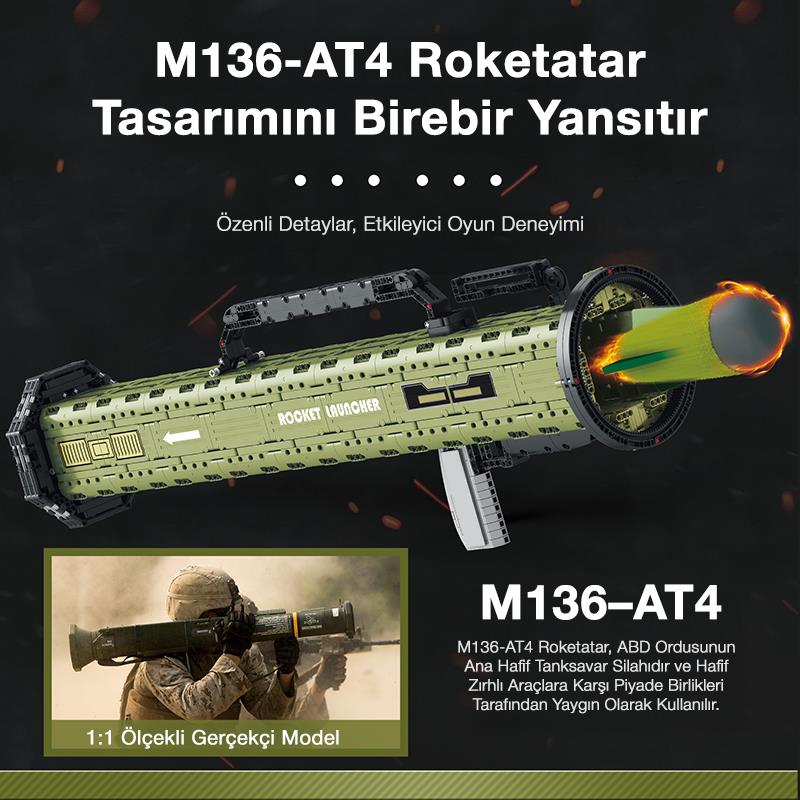 Reobrix 77027 AT-4 M136 Antitank Grenade Launcher Yaratıcı Yapı Blok Seti Building Blocks 1748 Parça