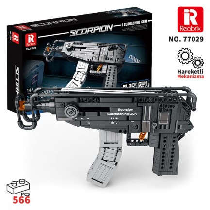 Reobrix - Reobrix 77029 Hafif Makineli Tüfek Yaratıcı Yapı Blok Seti Building Blocks (Scorpion Submachine Gun) - 566 Parça