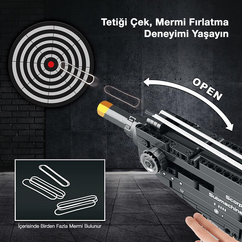Reobrix 77029 Hafif Makineli Tüfek Yaratıcı Yapı Blok Seti Building Blocks (Scorpion Submachine Gun) - 566 Parça