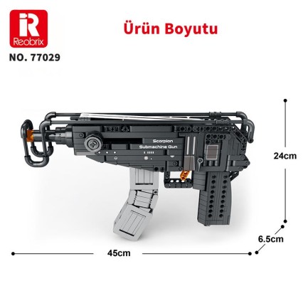 Reobrix 77029 Hafif Makineli Tüfek Yaratıcı Yapı Blok Seti Building Blocks (Scorpion Submachine Gun) - 566 Parça - Thumbnail