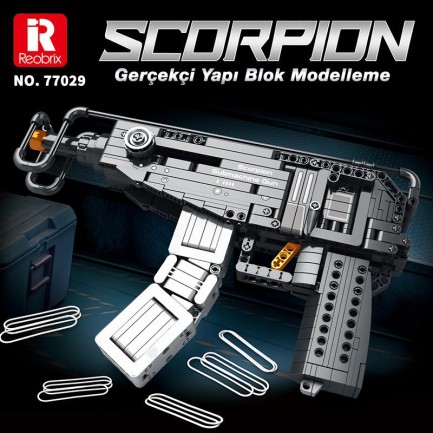 Reobrix 77029 Hafif Makineli Tüfek Yaratıcı Yapı Blok Seti Building Blocks (Scorpion Submachine Gun) - 566 Parça - Thumbnail