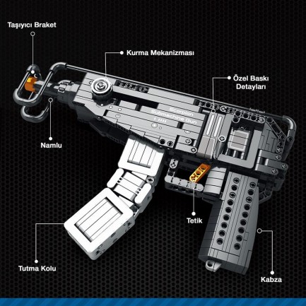 Reobrix 77029 Hafif Makineli Tüfek Yaratıcı Yapı Blok Seti Building Blocks (Scorpion Submachine Gun) - 566 Parça - Thumbnail