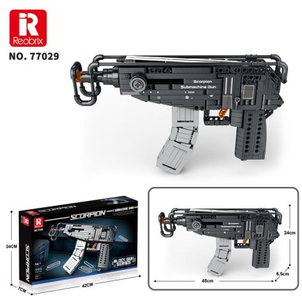 Reobrix 77029 Hafif Makineli Tüfek Yaratıcı Yapı Blok Seti Building Blocks (Scorpion Submachine Gun) - 566 Parça - Thumbnail