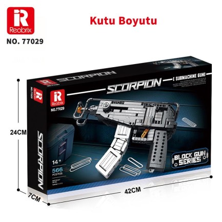 Reobrix 77029 Hafif Makineli Tüfek Yaratıcı Yapı Blok Seti Building Blocks (Scorpion Submachine Gun) - 566 Parça - Thumbnail