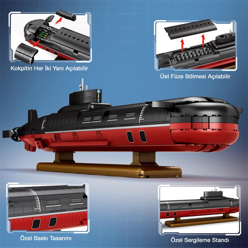 Reobrix 33048 Nükleer Denizaltı Yaratıcı Yapı Blok Seti Building Blocks (Shark Project 941)- 2895 Parça