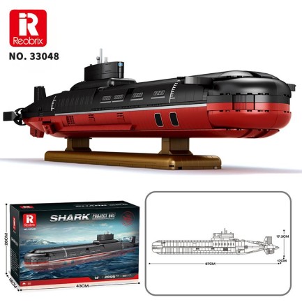 Reobrix 33048 Nükleer Denizaltı Yaratıcı Yapı Blok Seti Building Blocks (Shark Project 941)- 2895 Parça - Thumbnail