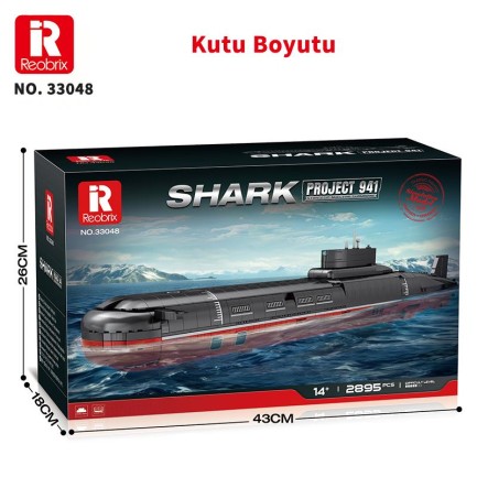 Reobrix 33048 Nükleer Denizaltı Yaratıcı Yapı Blok Seti Building Blocks (Shark Project 941)- 2895 Parça - Thumbnail