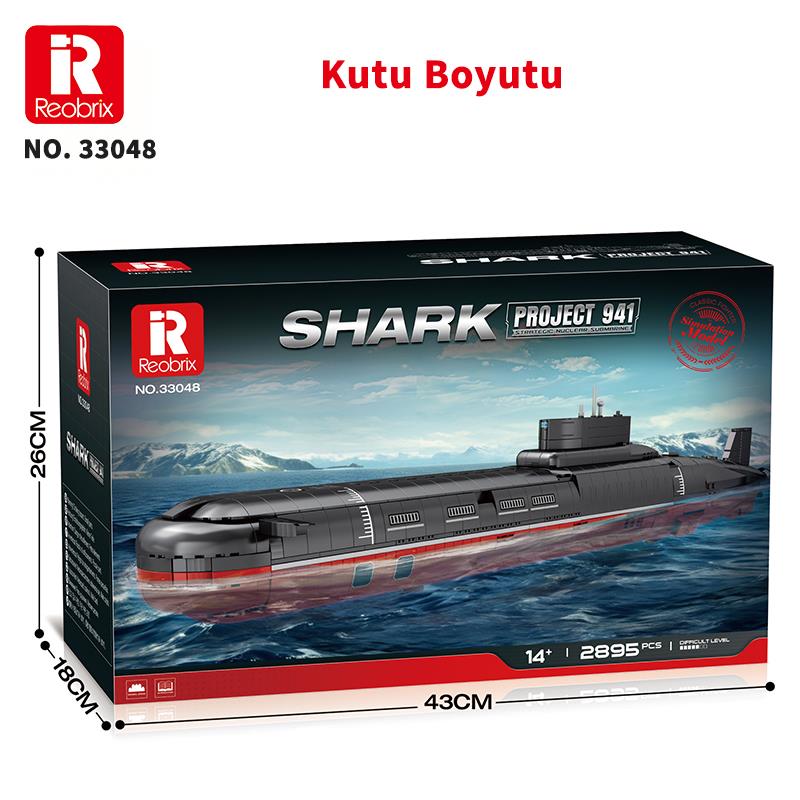 Reobrix 33048 Nükleer Denizaltı Yaratıcı Yapı Blok Seti Building Blocks (Shark Project 941)- 2895 Parça