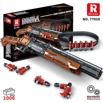 Reobrix - Reobrix 77028 Çift Namlu Av Tüfeği Yaratıcı Yapı Blok Seti Building Blocks (Double-barreled Shotgun) - 1006 Parça