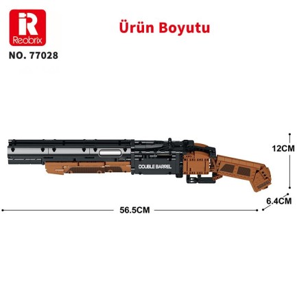 Reobrix 77028 Çift Namlu Av Tüfeği Yaratıcı Yapı Blok Seti Building Blocks (Double-barreled Shotgun) - 1006 Parça - Thumbnail