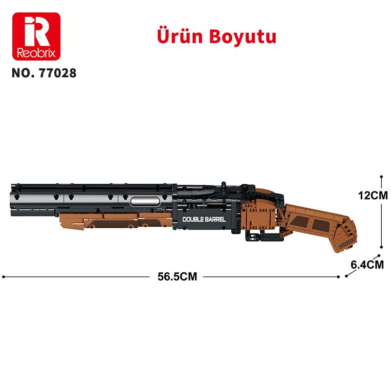Reobrix 77028 Çift Namlu Av Tüfeği Yaratıcı Yapı Blok Seti Building Blocks (Double-barreled Shotgun) - 1006 Parça