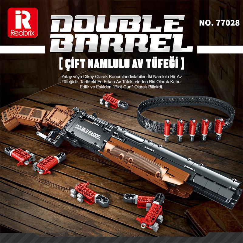 Reobrix 77028 Çift Namlu Av Tüfeği Yaratıcı Yapı Blok Seti Building Blocks (Double-barreled Shotgun) - 1006 Parça