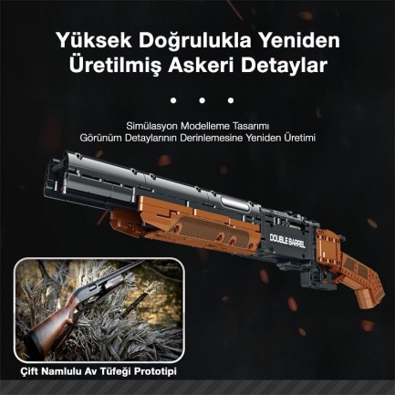 Reobrix 77028 Çift Namlu Av Tüfeği Yaratıcı Yapı Blok Seti Building Blocks (Double-barreled Shotgun) - 1006 Parça - Thumbnail