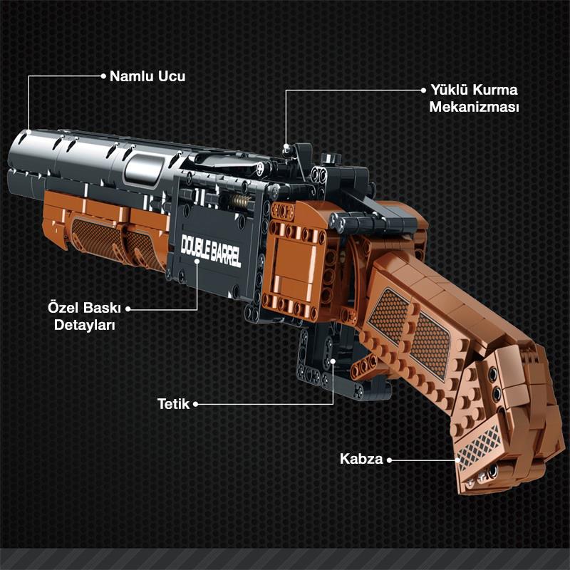 Reobrix 77028 Çift Namlu Av Tüfeği Yaratıcı Yapı Blok Seti Building Blocks (Double-barreled Shotgun) - 1006 Parça