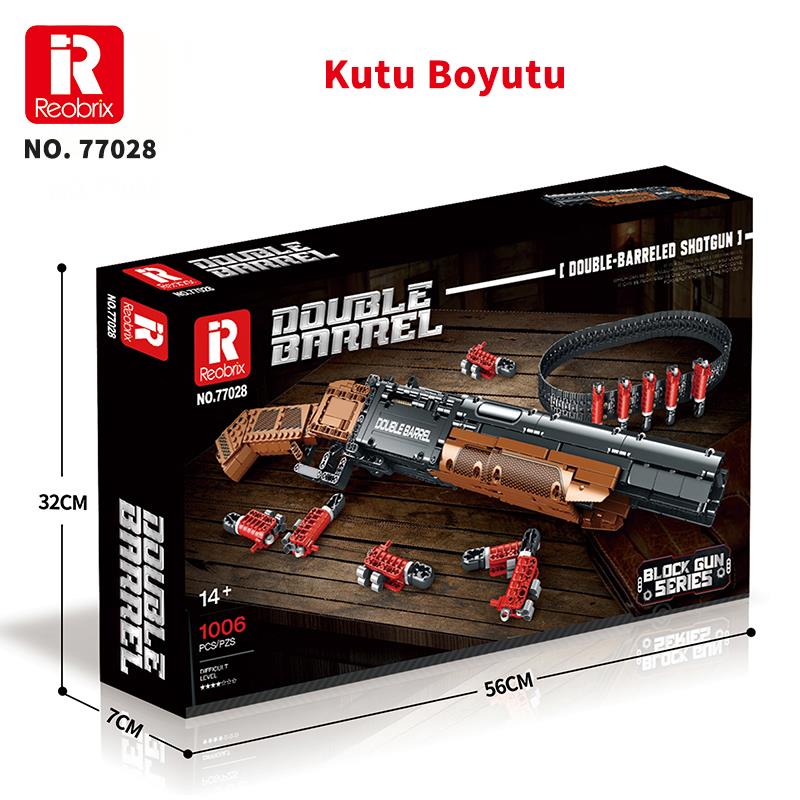 Reobrix 77028 Çift Namlu Av Tüfeği Yaratıcı Yapı Blok Seti Building Blocks (Double-barreled Shotgun) - 1006 Parça