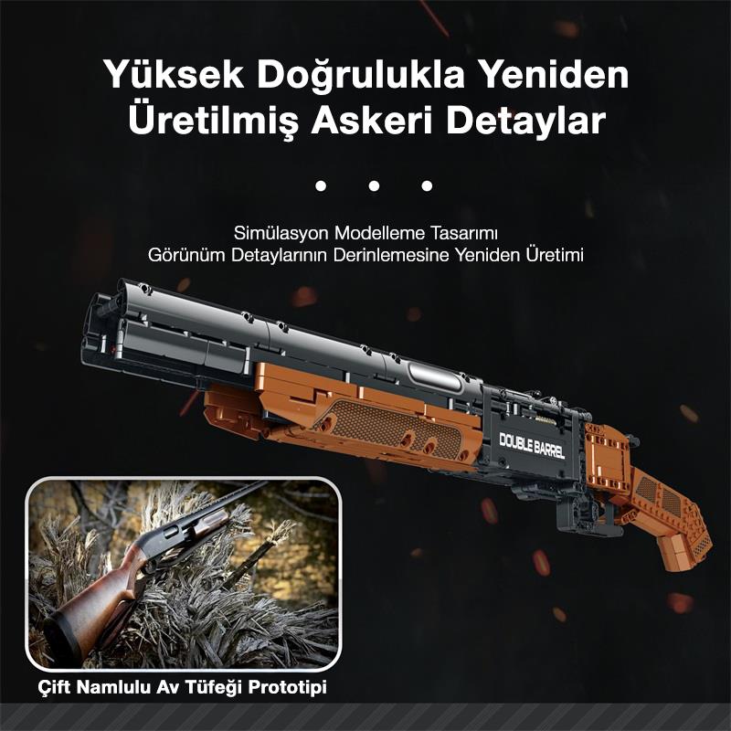 Reobrix 77028 Çift Namlu Av Tüfeği Yaratıcı Yapı Blok Seti Building Blocks (Double-barreled Shotgun) - 1006 Parça
