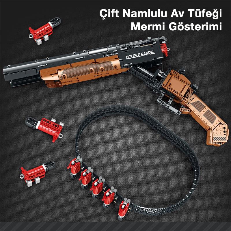Reobrix 77028 Çift Namlu Av Tüfeği Yaratıcı Yapı Blok Seti Building Blocks (Double-barreled Shotgun) - 1006 Parça