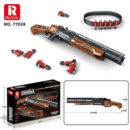 Reobrix 77028 Çift Namlu Av Tüfeği Yaratıcı Yapı Blok Seti Building Blocks (Double-barreled Shotgun) - 1006 Parça - Thumbnail