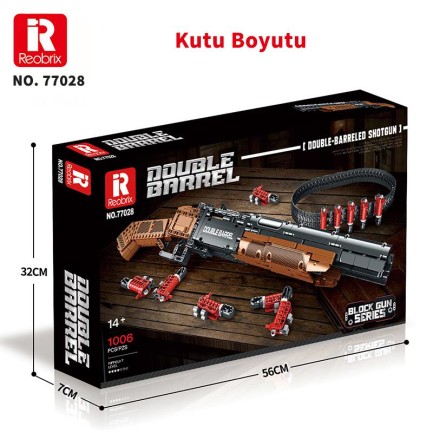 Reobrix 77028 Çift Namlu Av Tüfeği Yaratıcı Yapı Blok Seti Building Blocks (Double-barreled Shotgun) - 1006 Parça - Thumbnail