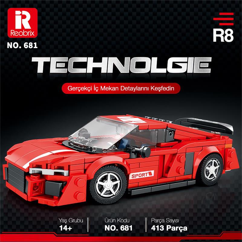 Reobrix Creator 681 Audi R8 Spor Araba Yaratıcı Yapı Blok Seti Building Blocks - 413 Parça