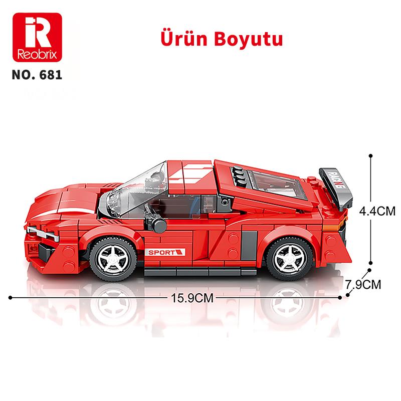 Reobrix Creator 681 Audi R8 Spor Araba Yaratıcı Yapı Blok Seti Building Blocks - 413 Parça