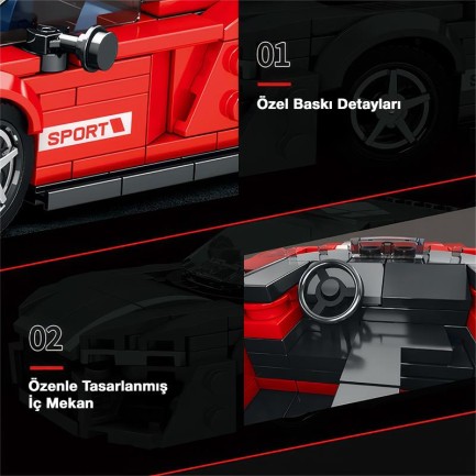 Reobrix Creator 681 Audi R8 Spor Araba Yaratıcı Yapı Blok Seti Building Blocks - 413 Parça - Thumbnail