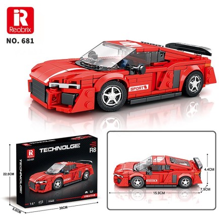 Reobrix Creator 681 Audi R8 Spor Araba Yaratıcı Yapı Blok Seti Building Blocks - 413 Parça - Thumbnail