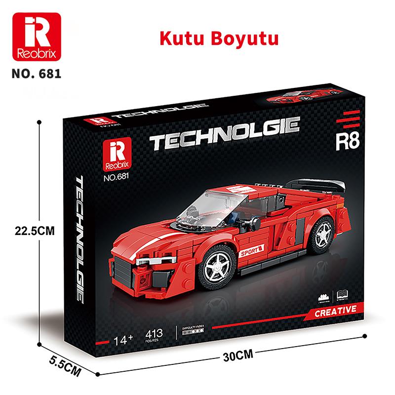 Reobrix Creator 681 Audi R8 Spor Araba Yaratıcı Yapı Blok Seti Building Blocks - 413 Parça