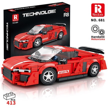 Reobrix - Reobrix Creator 681 Audi R8 Spor Araba Yaratıcı Yapı Blok Seti Building Blocks - 413 Parça