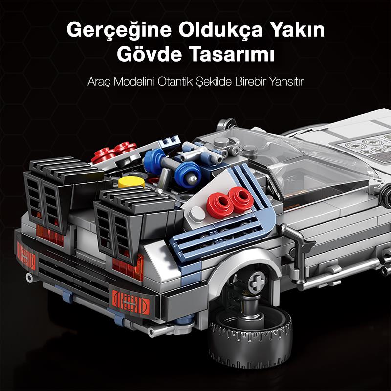 Reobrix Technic 665 Geleceğe Dönüş DeLorean DMC (Back To the Future) Yaratıcı Yapı Blok Seti Building Blocks - 405 Parça