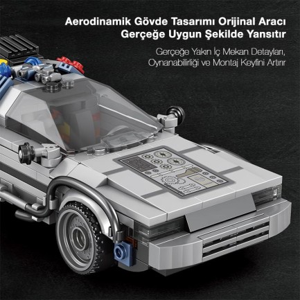 Reobrix Technic 665 Geleceğe Dönüş DeLorean DMC (Back To the Future) Yaratıcı Yapı Blok Seti Building Blocks - 405 Parça - Thumbnail