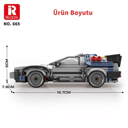 Reobrix Technic 665 Geleceğe Dönüş DeLorean DMC (Back To the Future) Yaratıcı Yapı Blok Seti Building Blocks - 405 Parça - Thumbnail