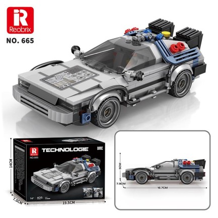 Reobrix Technic 665 Geleceğe Dönüş DeLorean DMC (Back To the Future) Yaratıcı Yapı Blok Seti Building Blocks - 405 Parça - Thumbnail